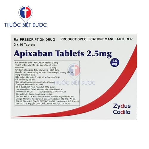 Apixaban Tablets 2.5mg Cadila Pharma