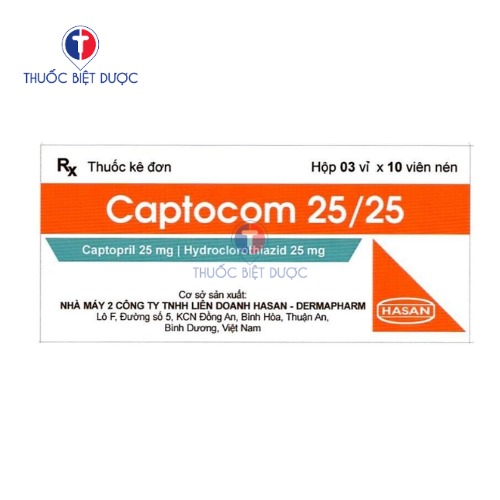 Captocom 25/ 25 - Thuốc điều trị tăng huyết áp vô căn