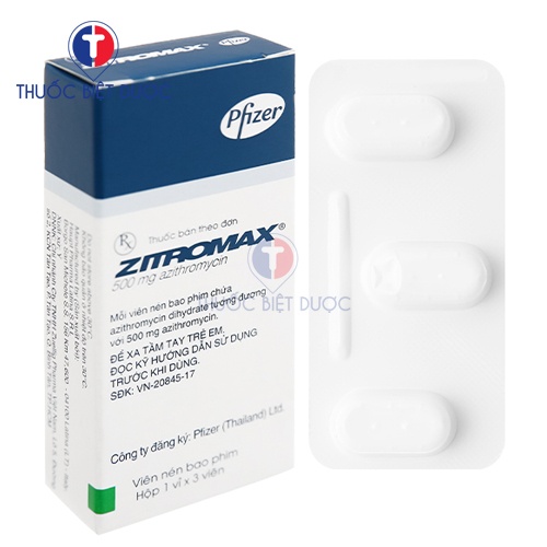Zitromax 500mg Hộp 1 vỉ x 3 viên