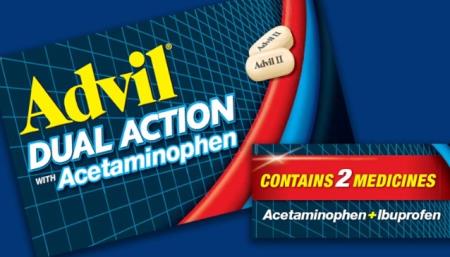 Thuốc Advil Dual Action (ibuprofen và acetaminophen); để giảm đau OTC được FDA chấp thuận